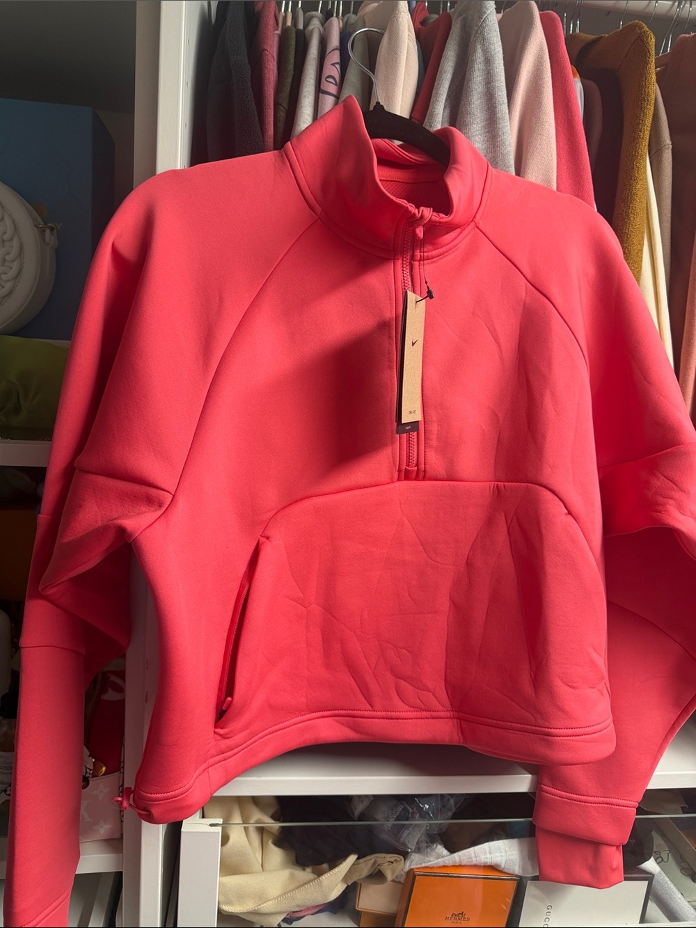 Nike Women's Coral Pink Half-Zip Pullover